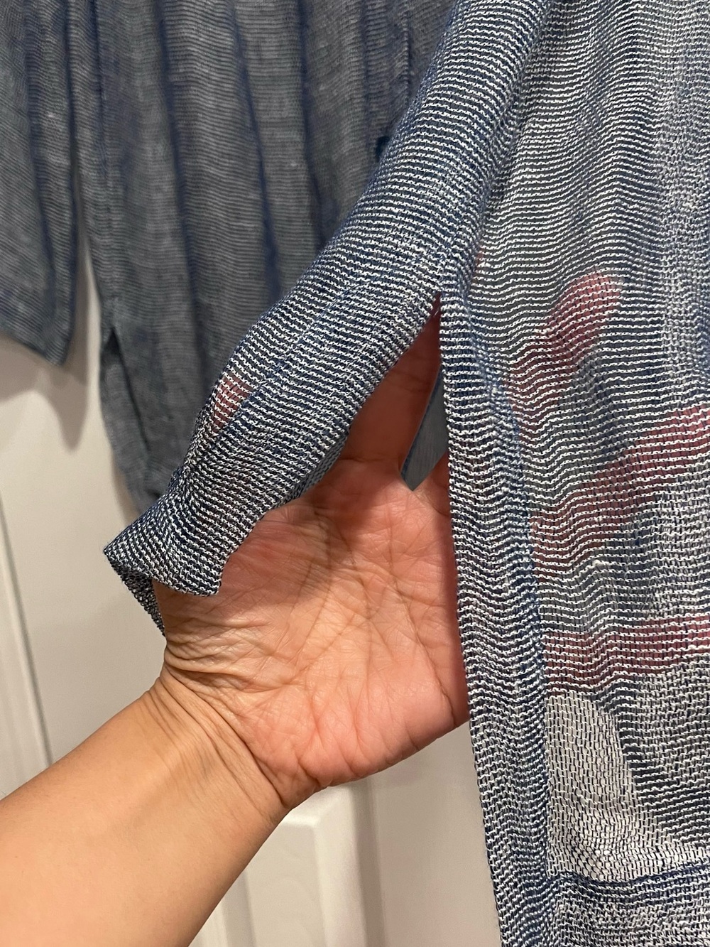 Eileen Fisher Blue Gauze Linen Tunic Beach Coverup Size Medium - Picture 6 of 7